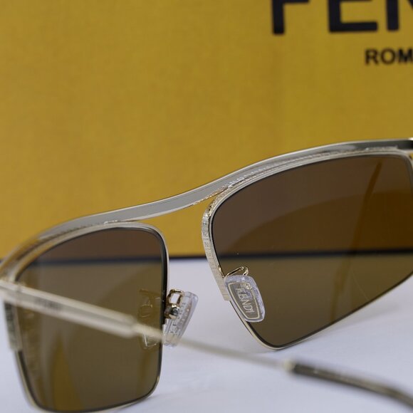 Fendi FE40141U 32E Rectangle Sunglasses - Gold/Brown - Picture 5 of 12